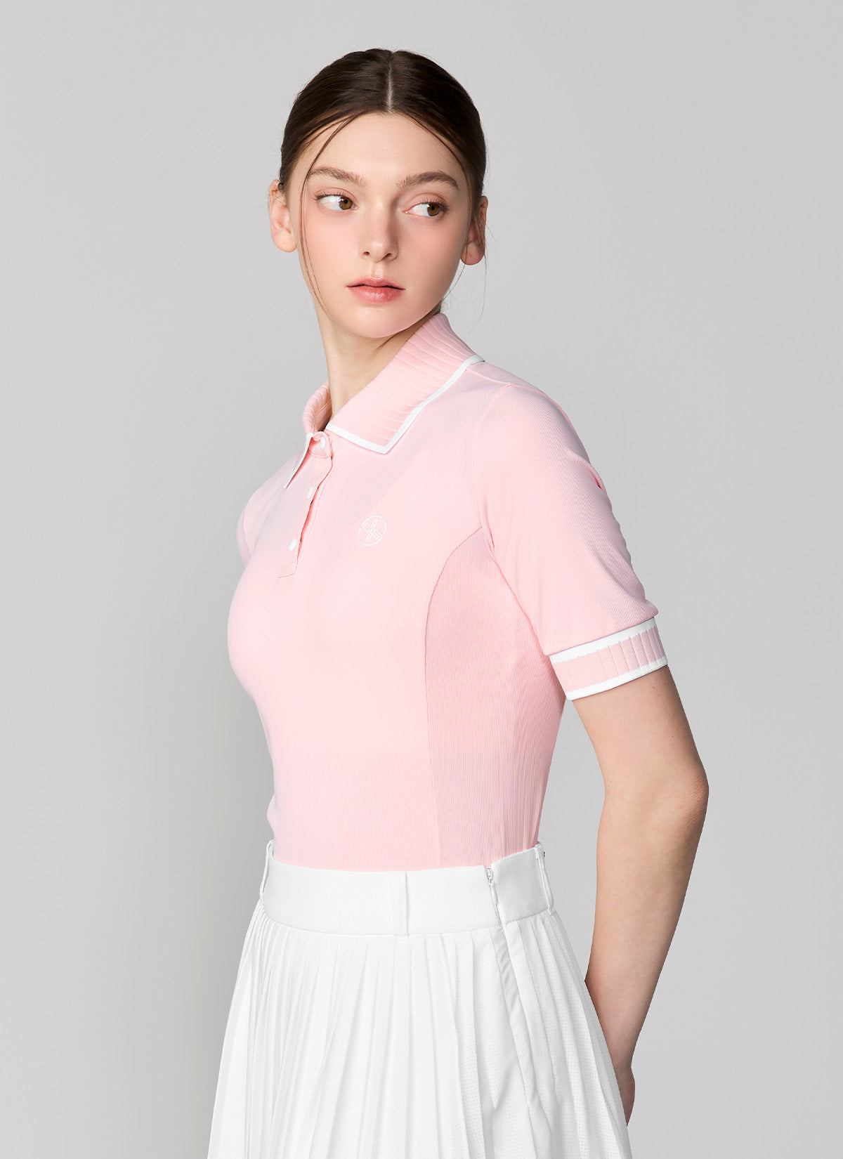 Ribbed Line Short Sleeve Polo Shirt