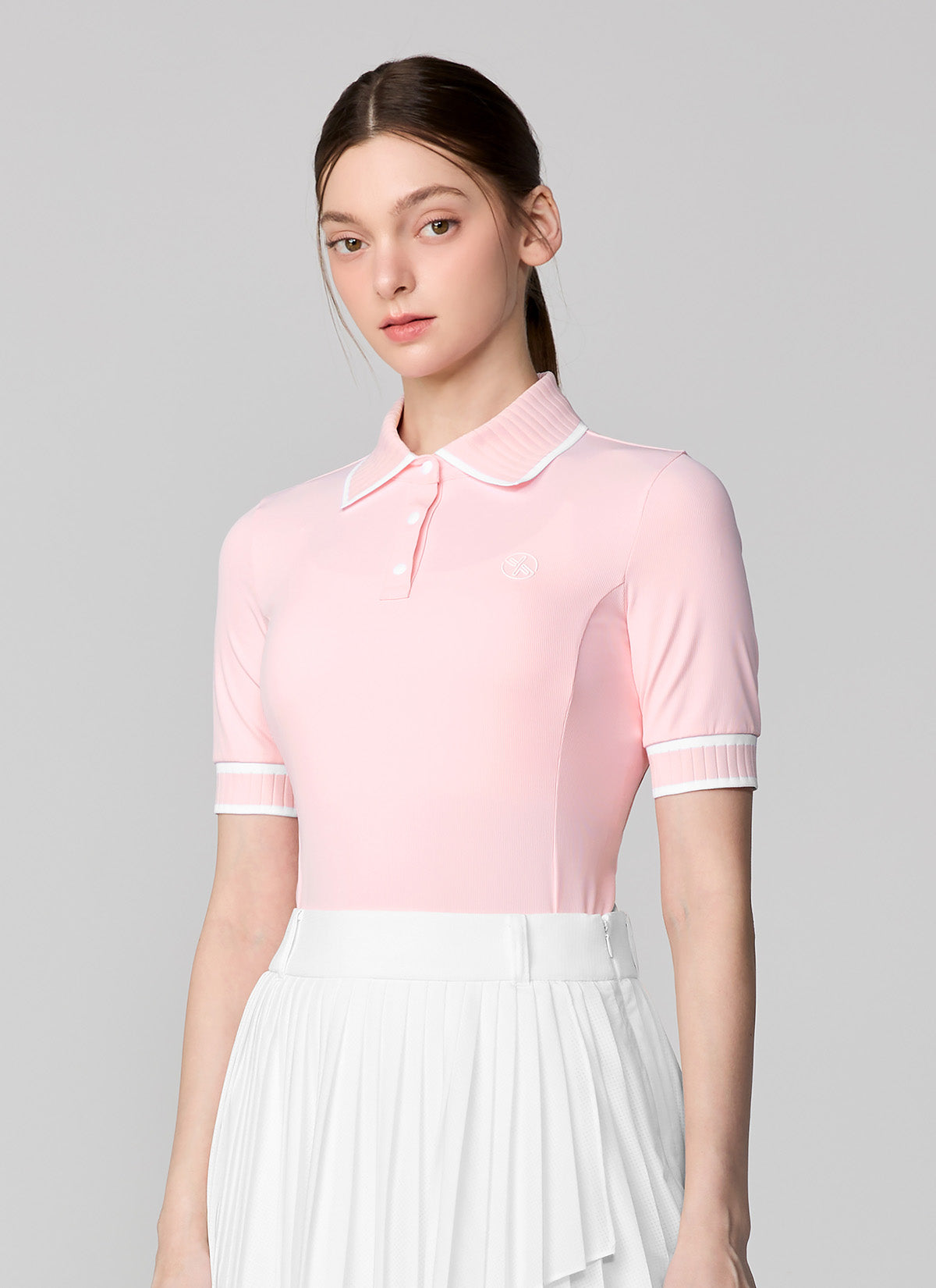 Ribbed Line Short Sleeve Polo Shirt