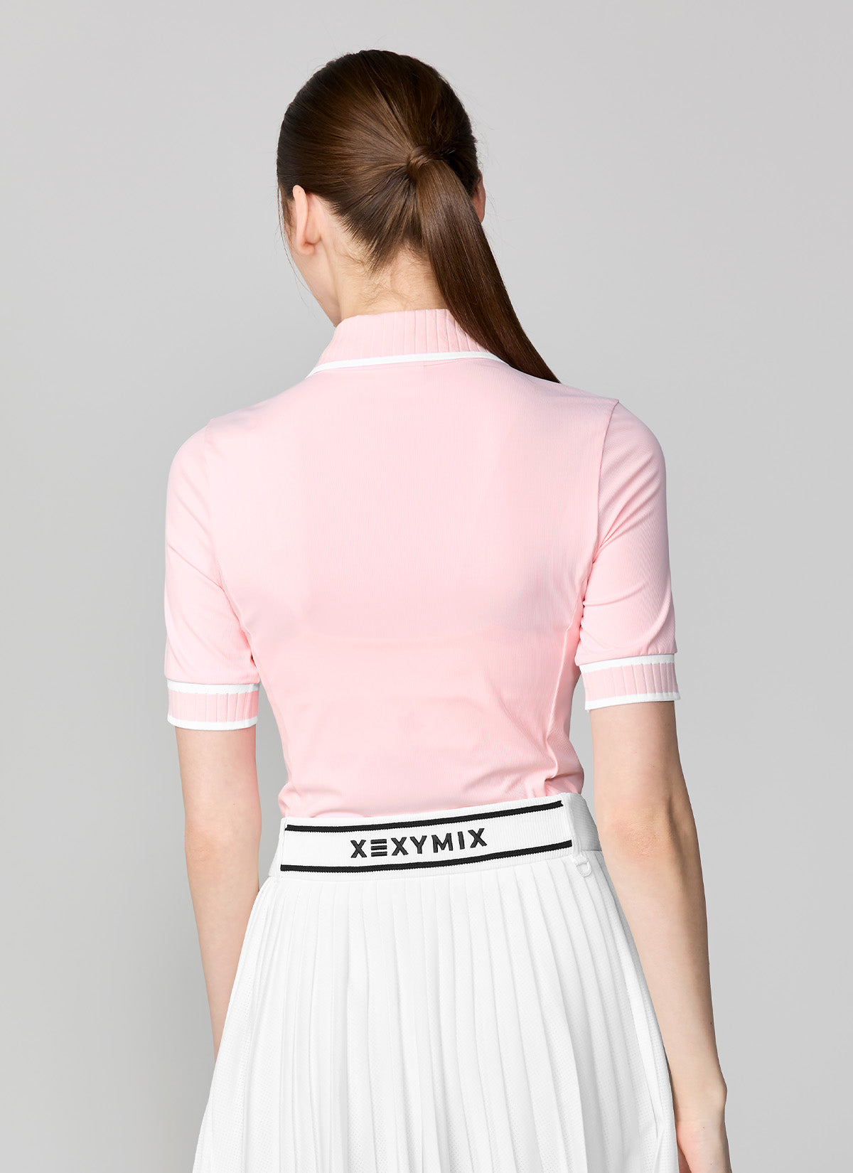 Ribbed Line Short Sleeve Polo Shirt