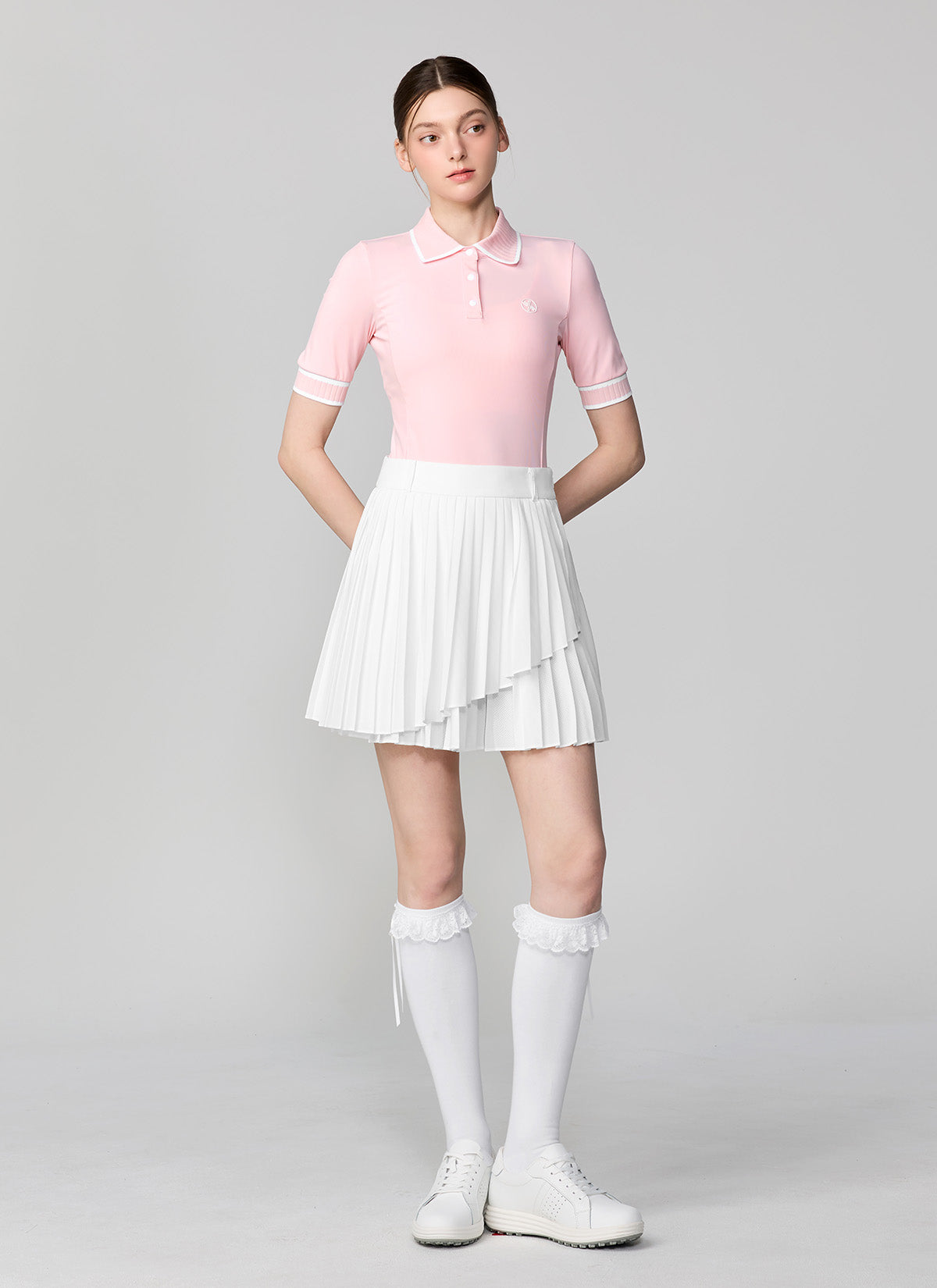 Ribbed Line Short Sleeve Polo Shirt