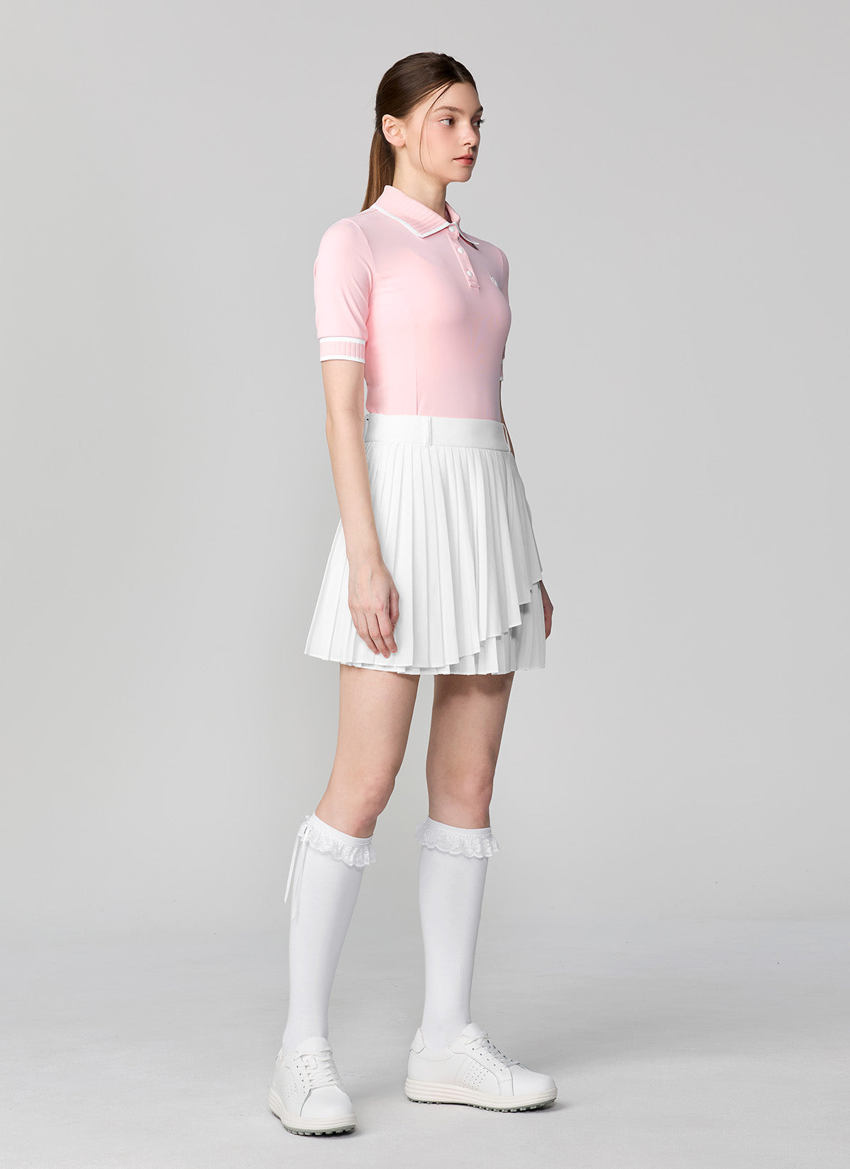 Ribbed Line Short Sleeve Polo Shirt
