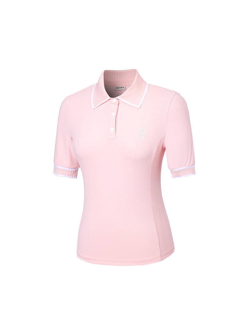 Ribbed Line Short Sleeve Polo Shirt