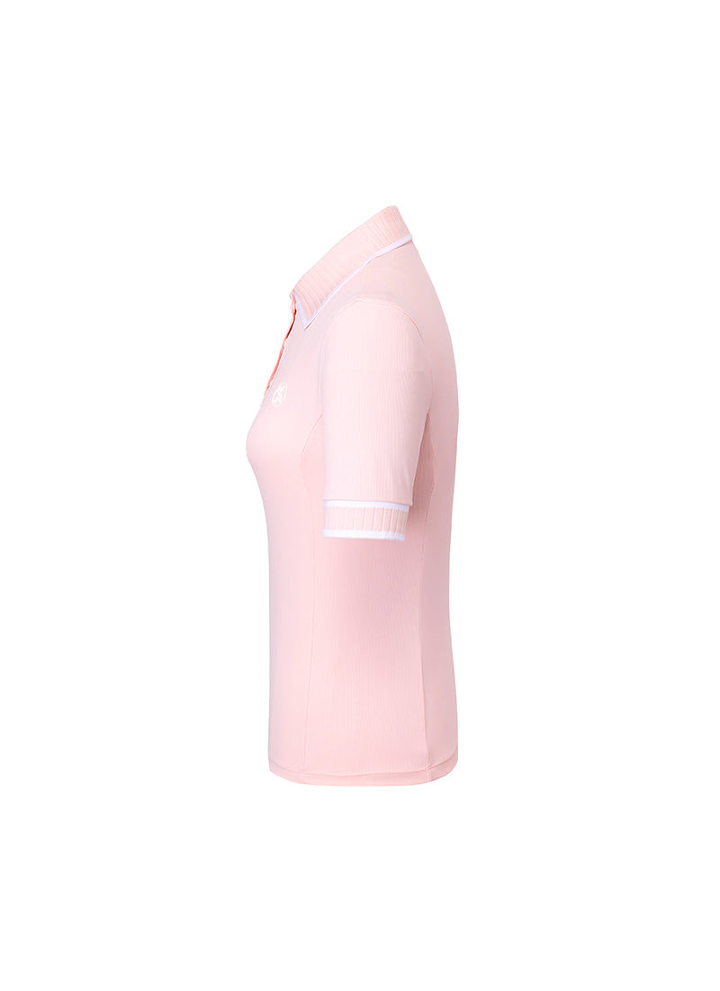 Ribbed Line Short Sleeve Polo Shirt