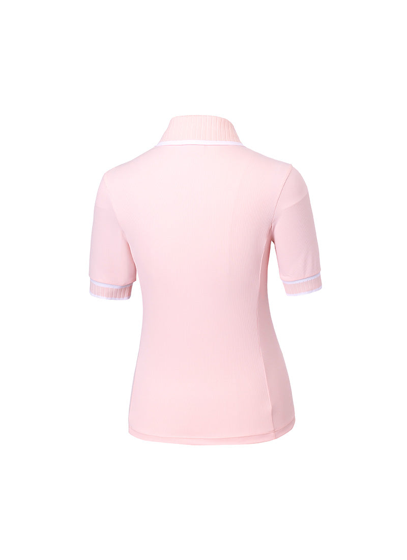 Ribbed Line Short Sleeve Polo Shirt