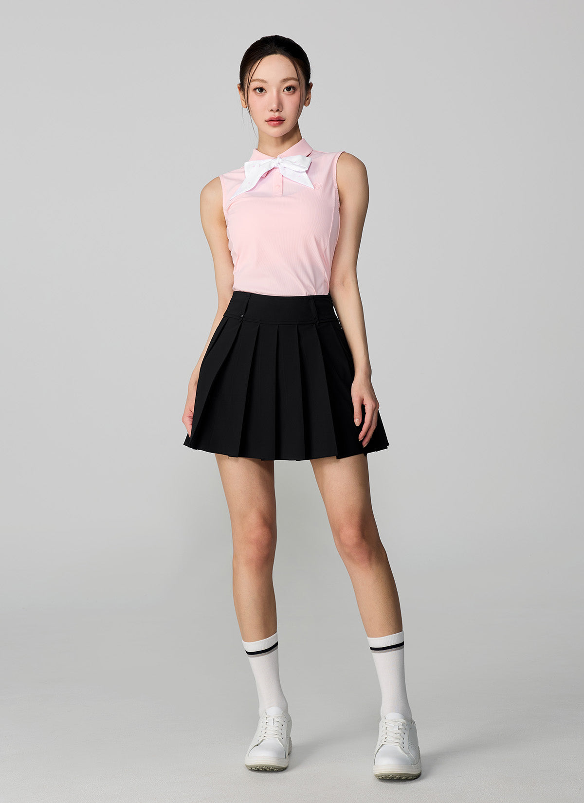 Dot Belt Pleats Skirts