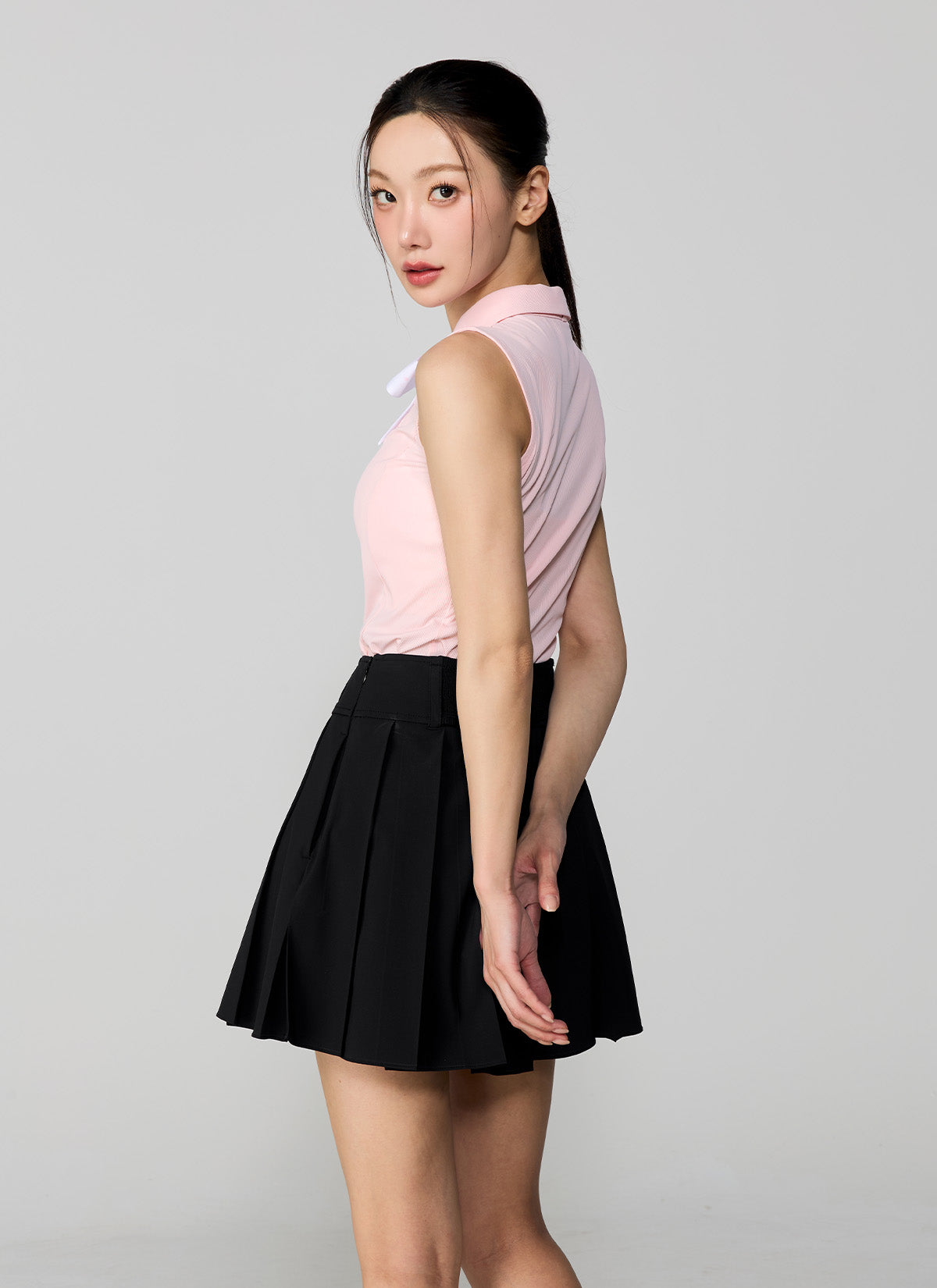Dot Belt Pleats Skirts