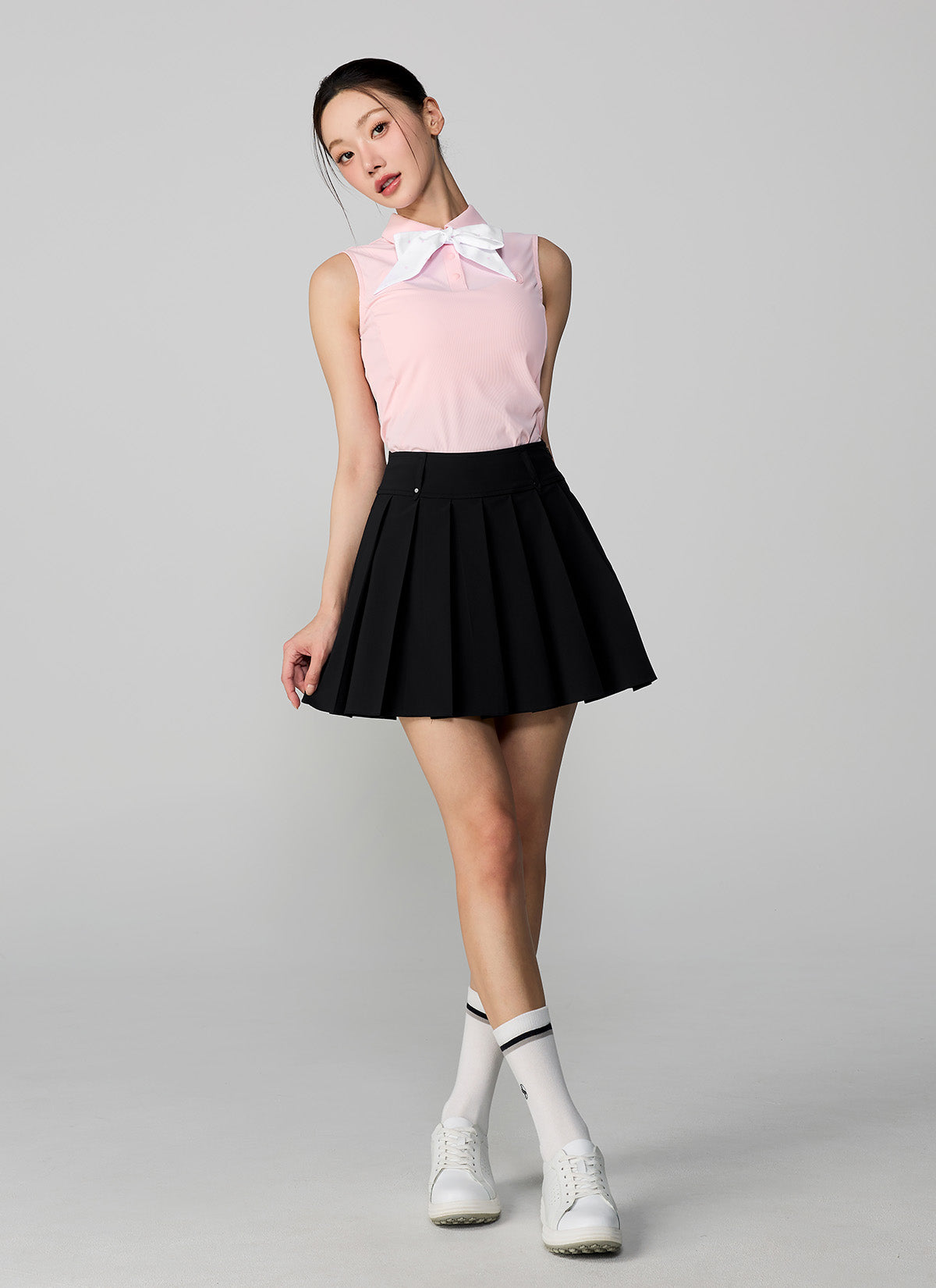Dot Belt Pleats Skirts