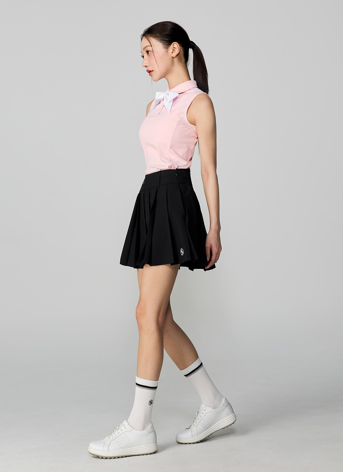 Dot Belt Pleats Skirts