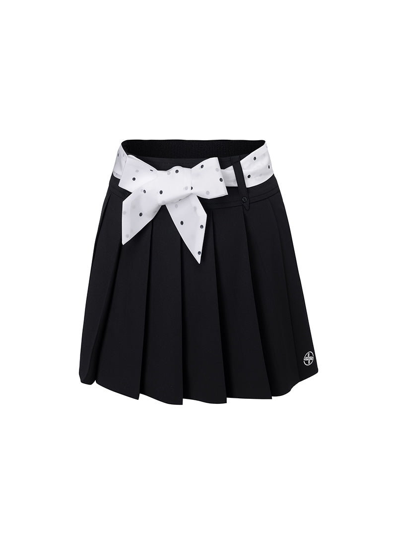Dot Belt Pleats Skirts