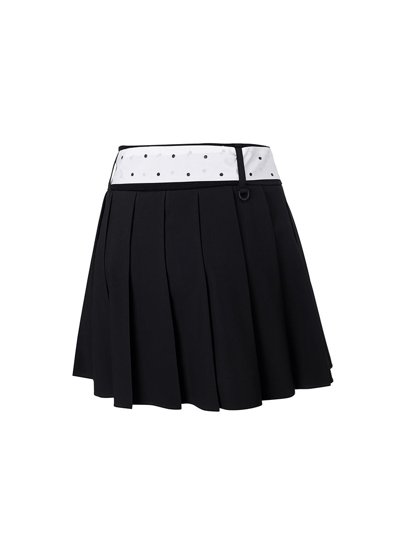 Dot Belt Pleats Skirts