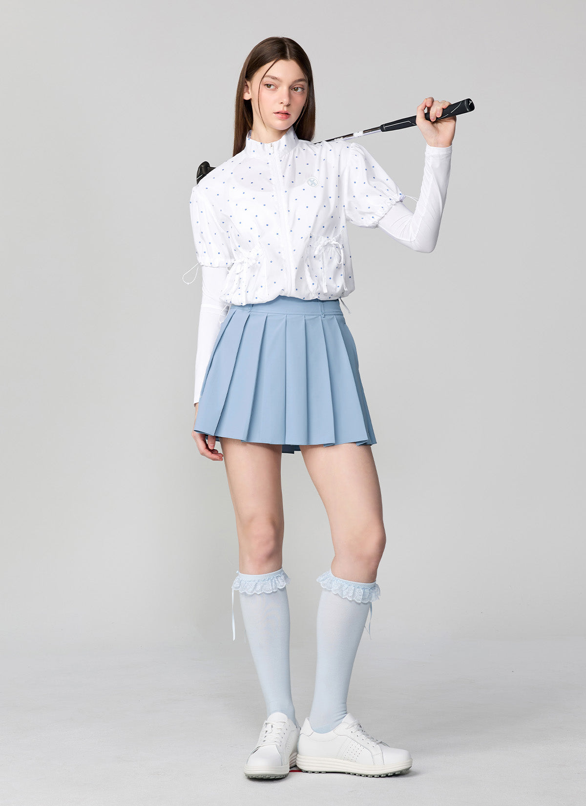 Dot Belt Pleats Skirts
