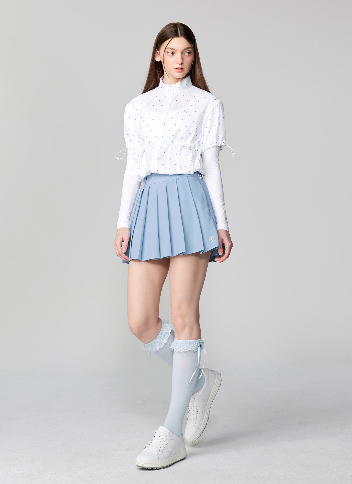 Dot Belt Pleats Skirts