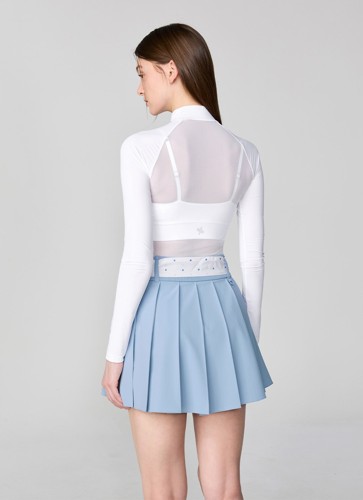 Dot Belt Pleats Skirts