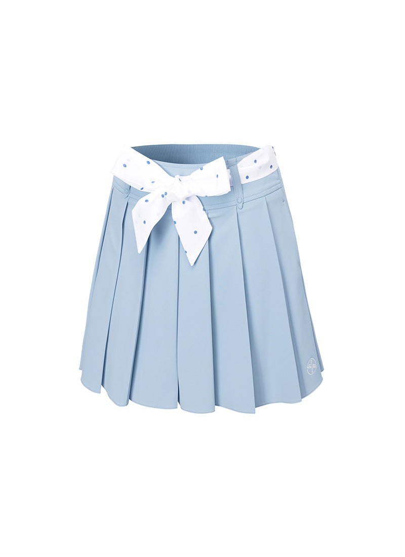 Dot Belt Pleats Skirts