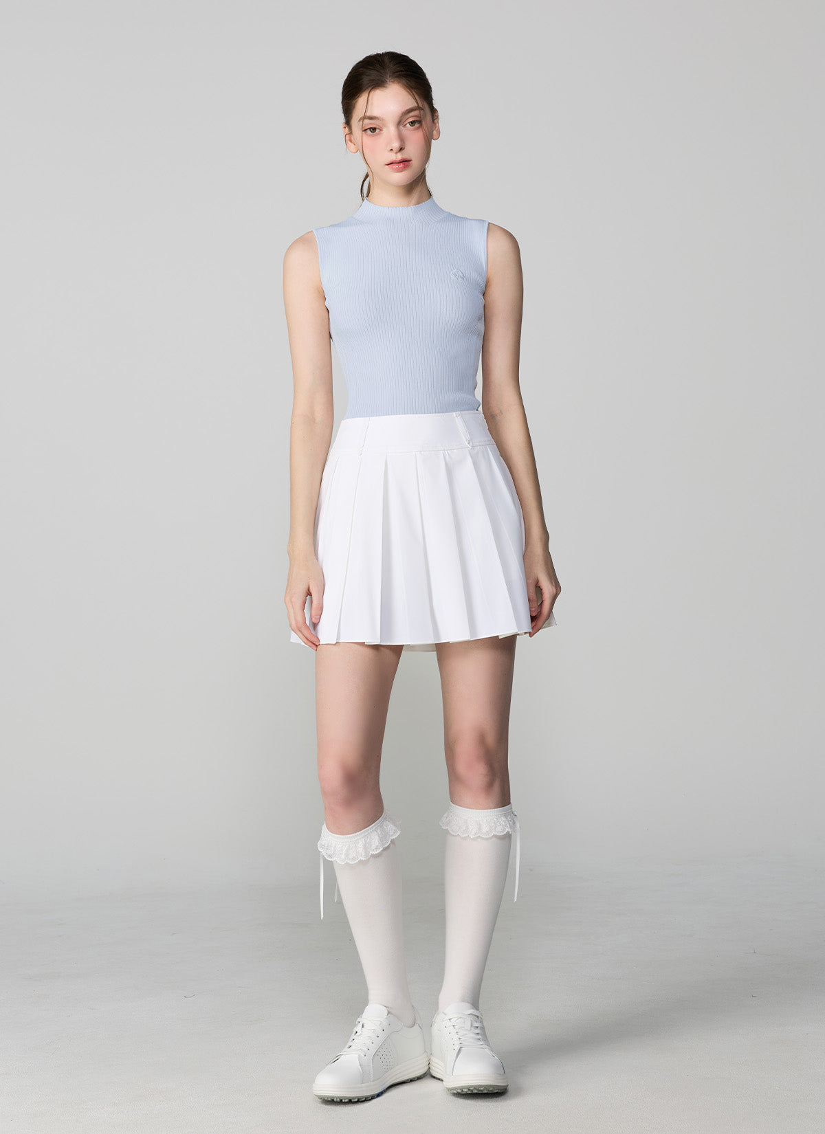 Dot Belt Pleats Skirts