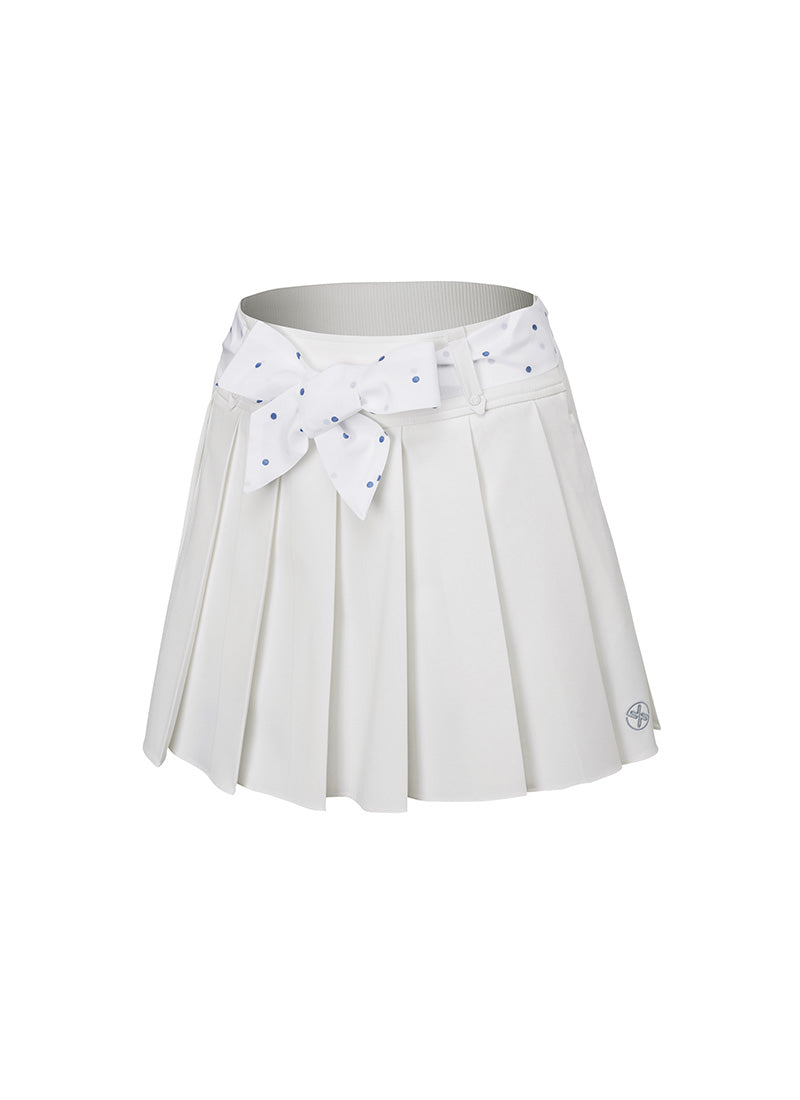 Dot Belt Pleats Skirts