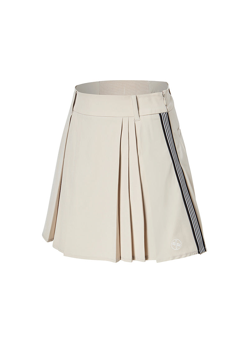 Side Color Block Pleated Skirt