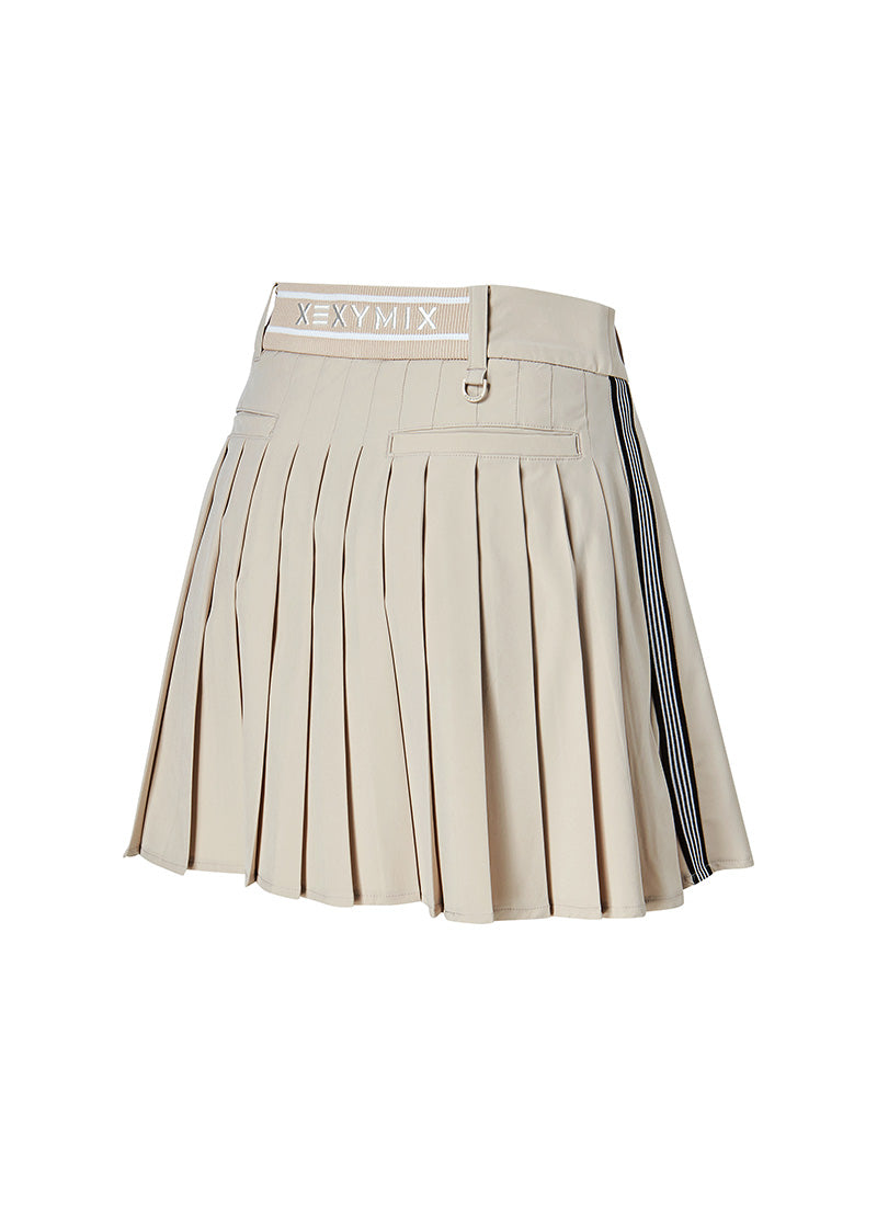 Side Color Block Pleated Skirt