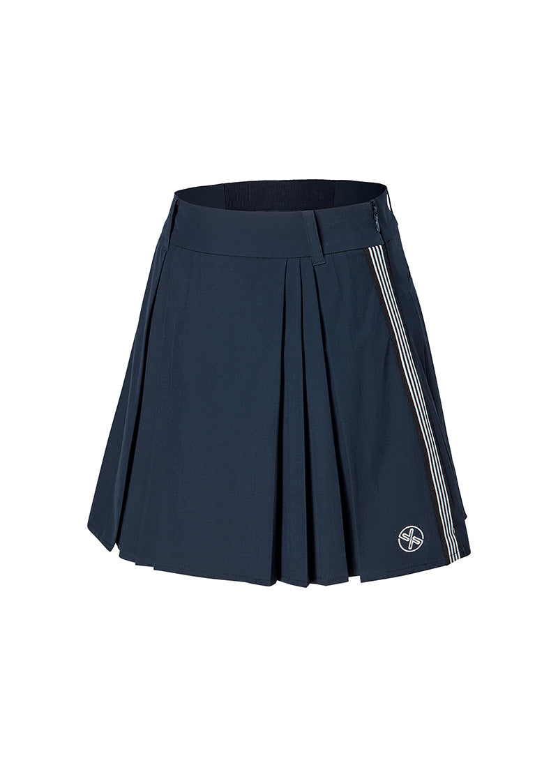 Side Color Block Pleated Skirt