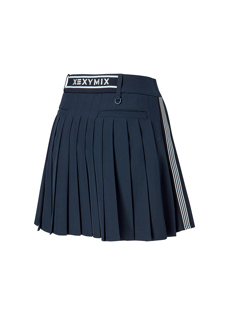 Side Color Block Pleated Skirt