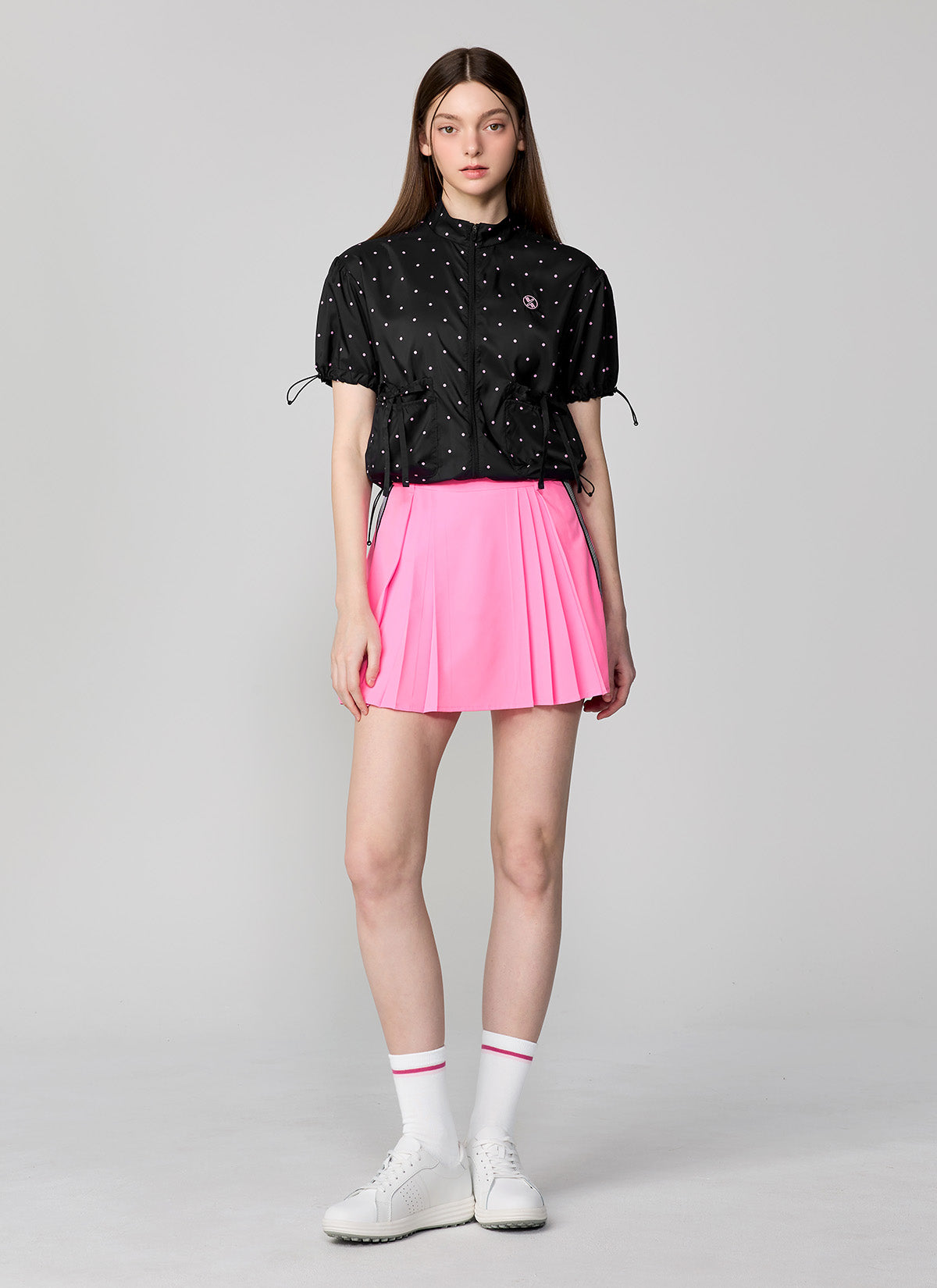 Side Color Block Pleated Skirt