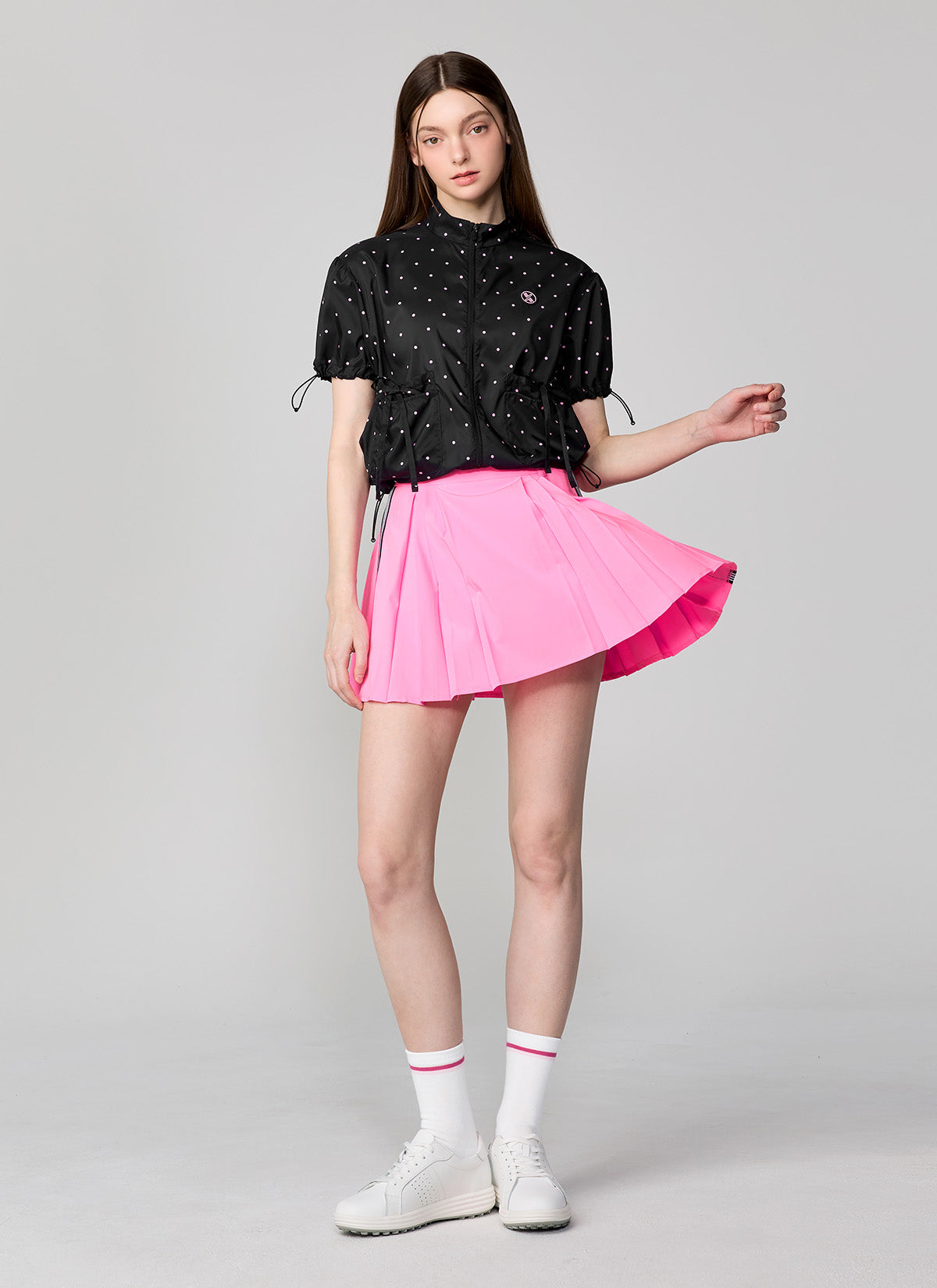 Side Color Block Pleated Skirt