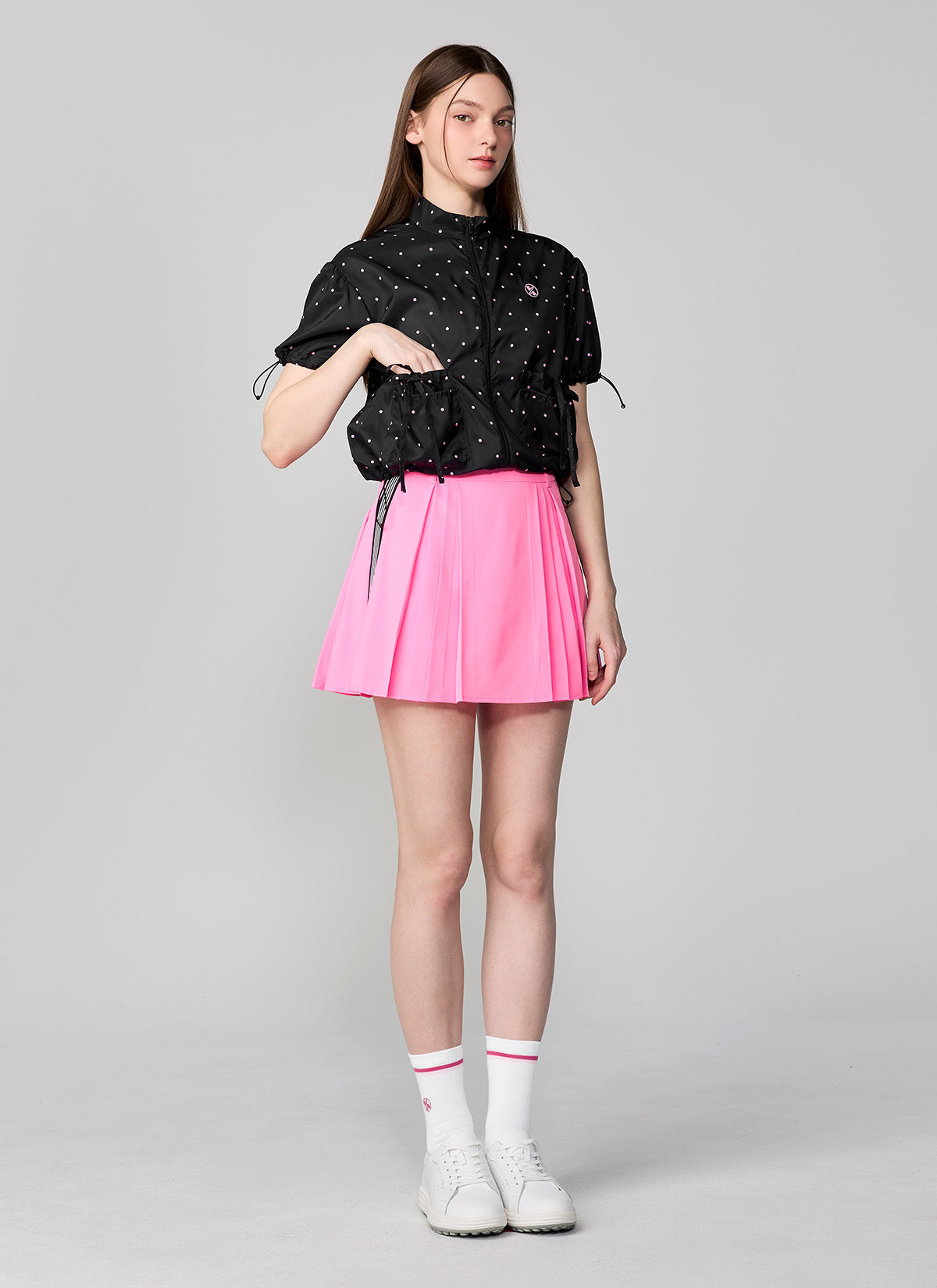 Side Color Block Pleated Skirt