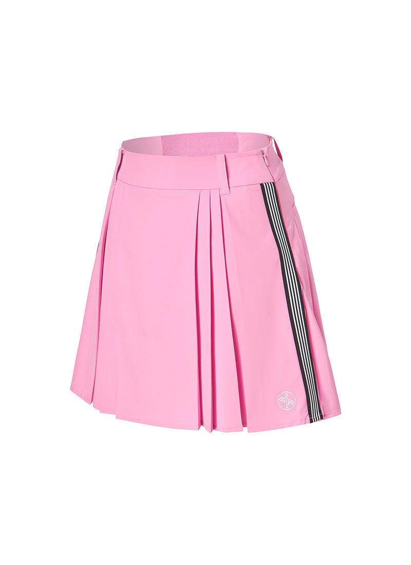 Side Color Block Pleated Skirt