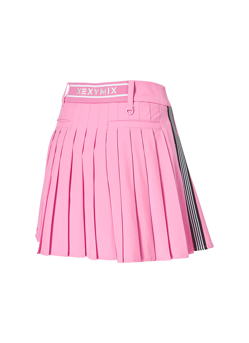 Side Color Block Pleated Skirt