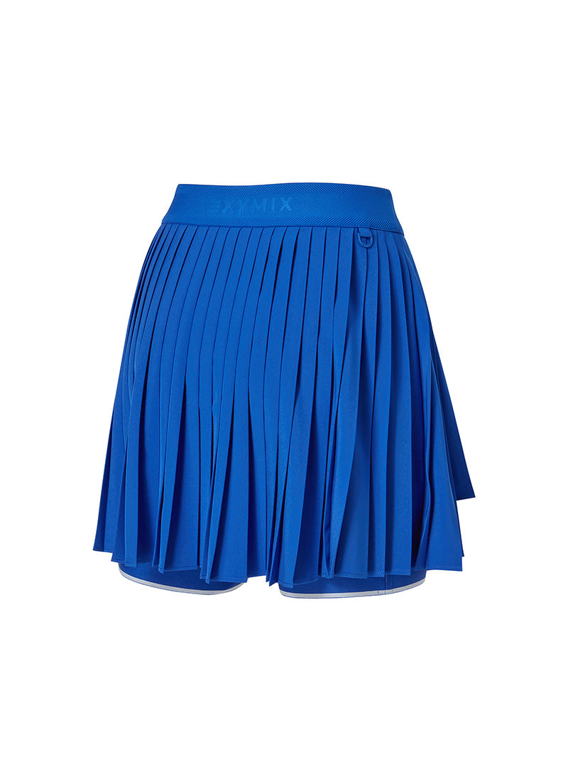 Unbalanced Logo Point Pleats Skirt