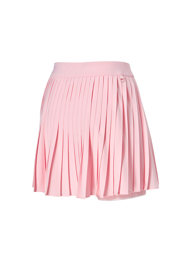 Unbalanced Logo Point Pleats Skirt