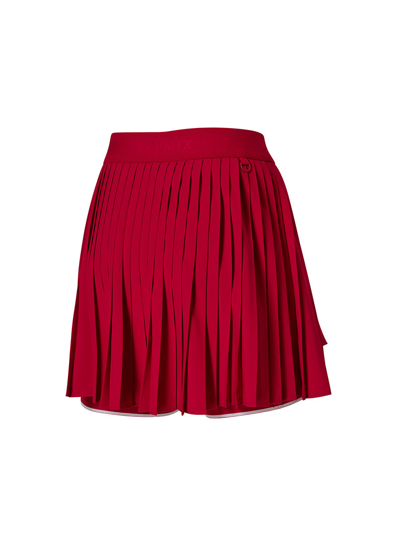 Unbalanced Logo Point Pleats Skirt