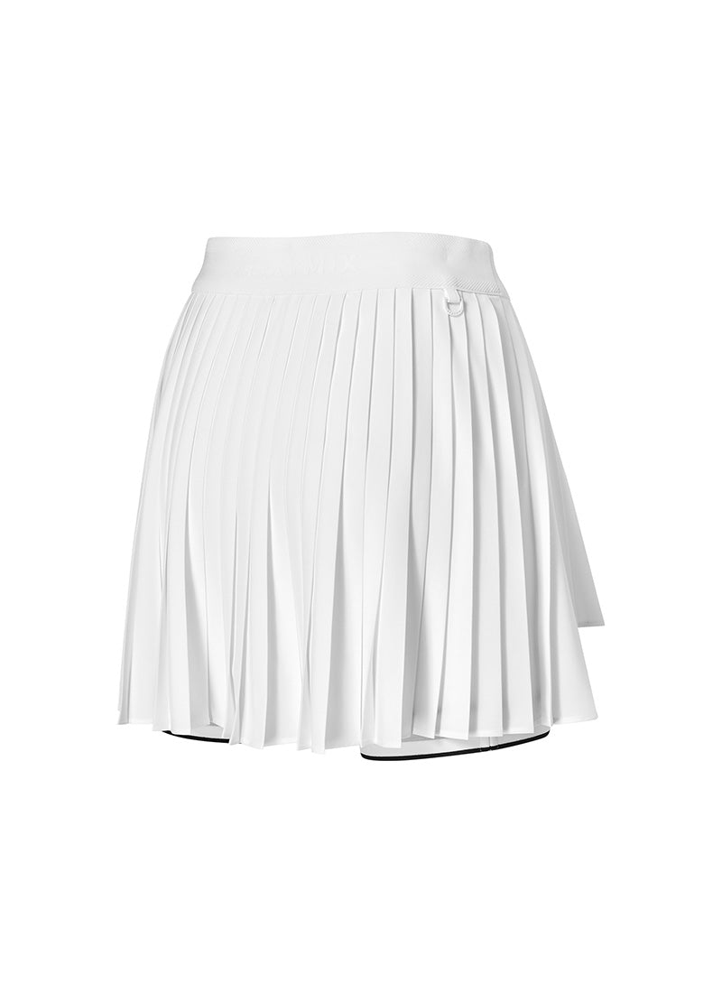 Unbalanced Logo Point Pleats Skirt