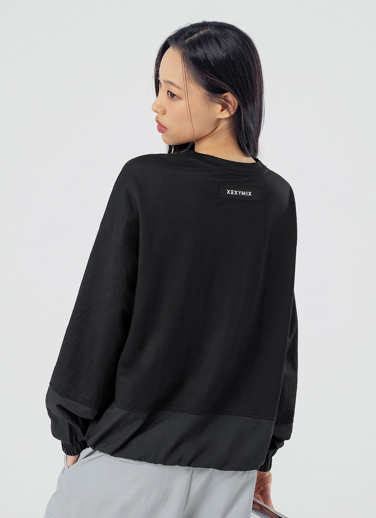 Woven Mix String Sweatshirt
