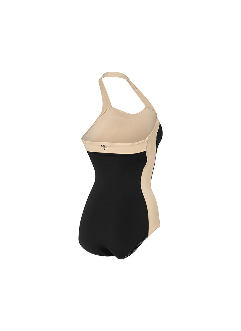 Color Block Marine Halterneck Swimsuit