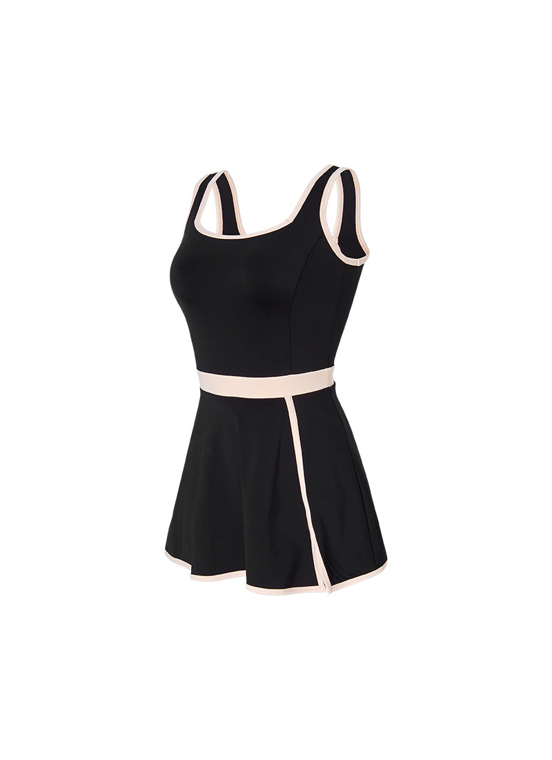 French Color Block 2-in-1 Dress