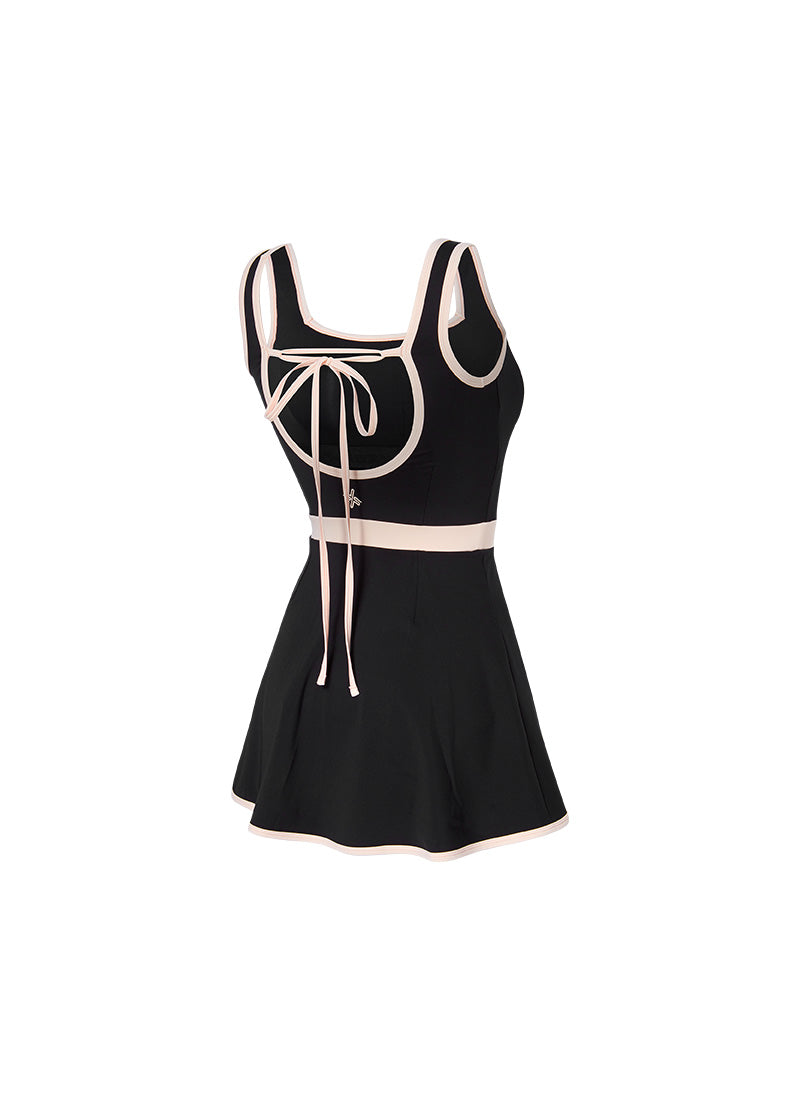 French Color Block 2-in-1 Dress