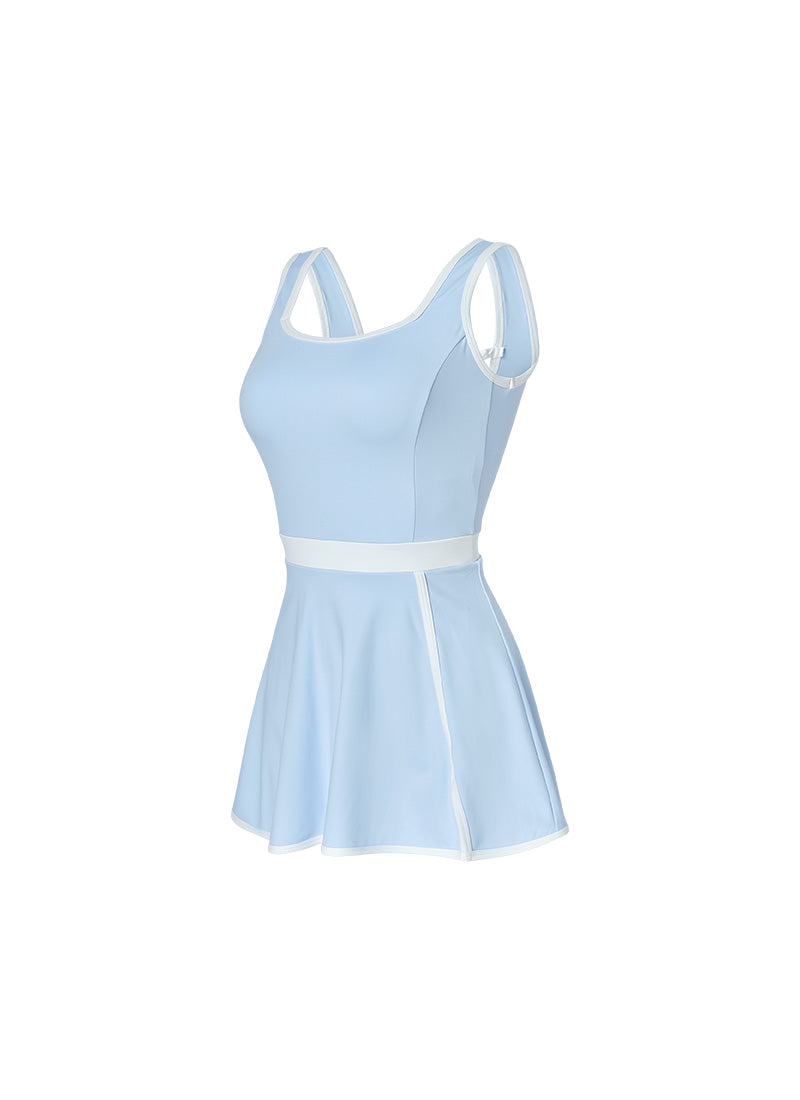 French Color Block 2-in-1 Dress