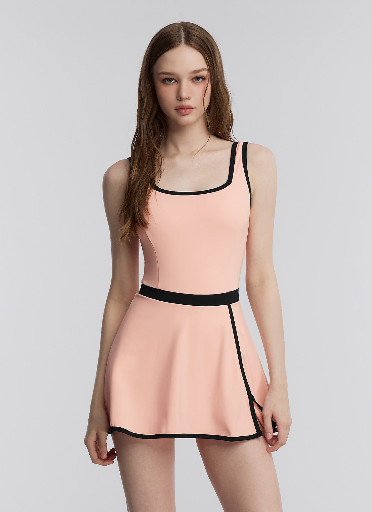 French Color Block 2-in-1 Dress