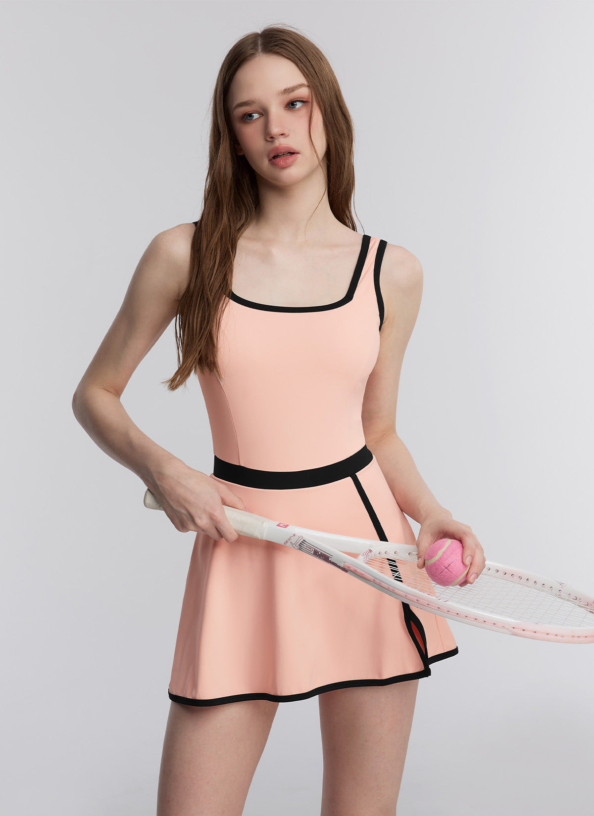 French Color Block 2-in-1 Dress