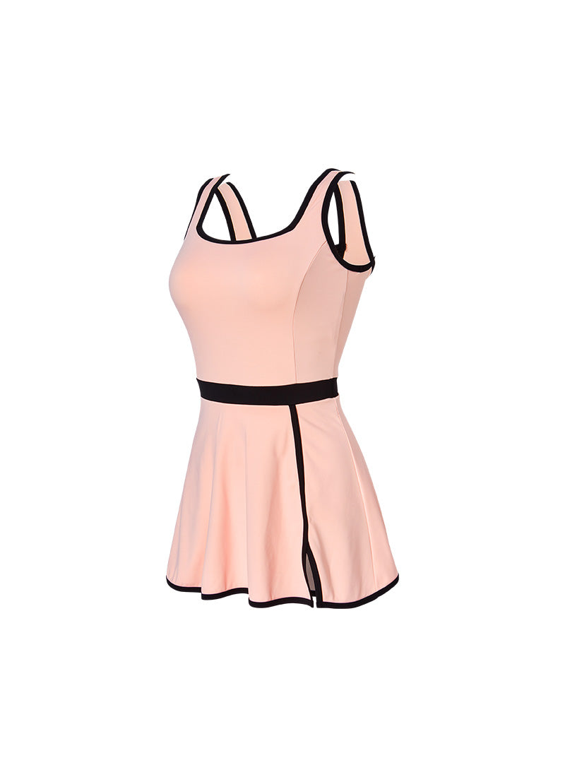 French Color Block 2-in-1 Dress