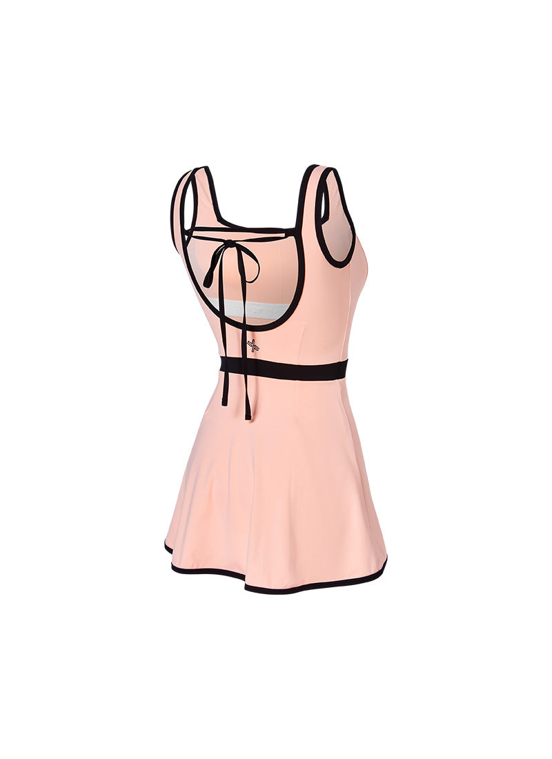 French Color Block 2-in-1 Dress