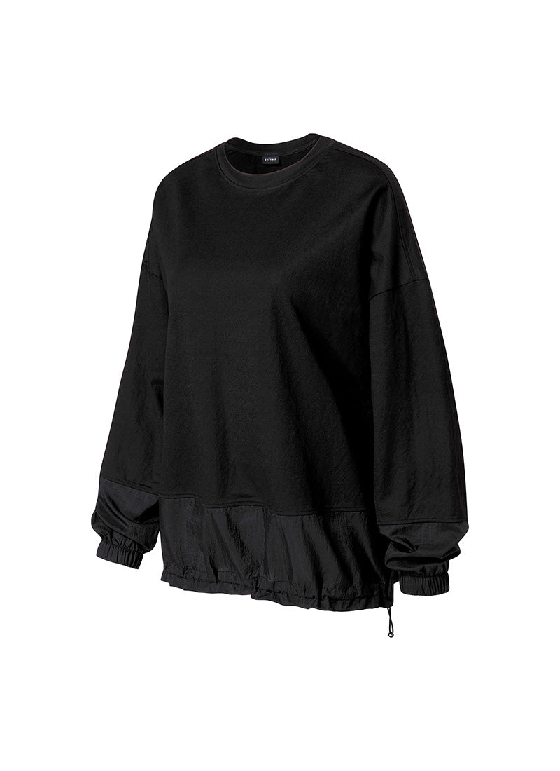 Woven Mix String Sweatshirt