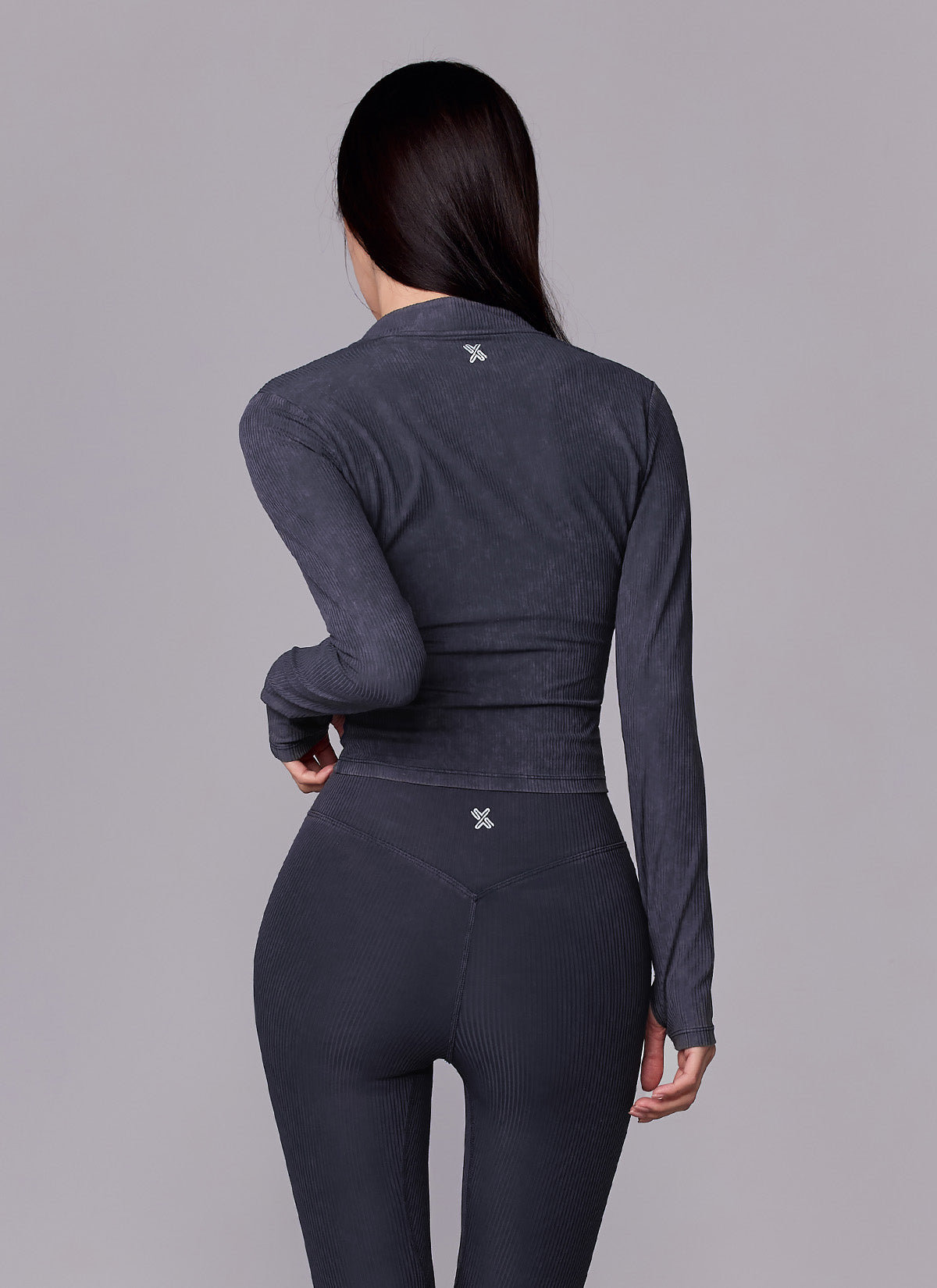 Washing Ribbed Slim Fit Zip-Up Jacket
