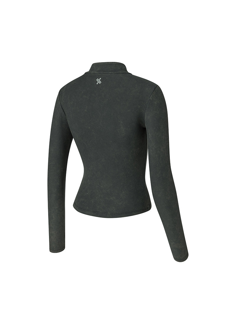 Washing Ribbed Slim Fit Zip-Up Jacket