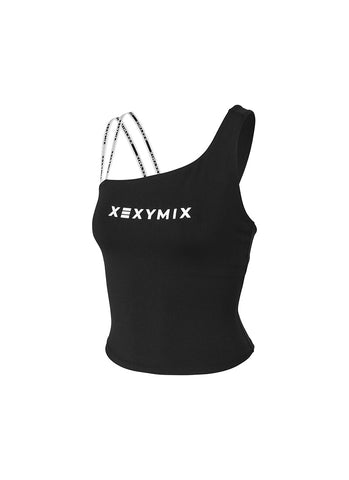 Unbalanced Logo Banding Crop Top