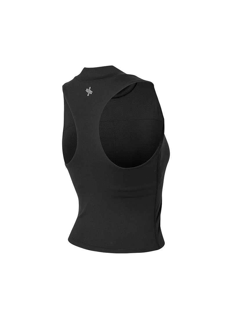 Mock Neck Logo Point Crop Top