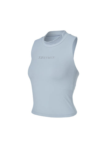 Mock Neck Logo Point Crop Top