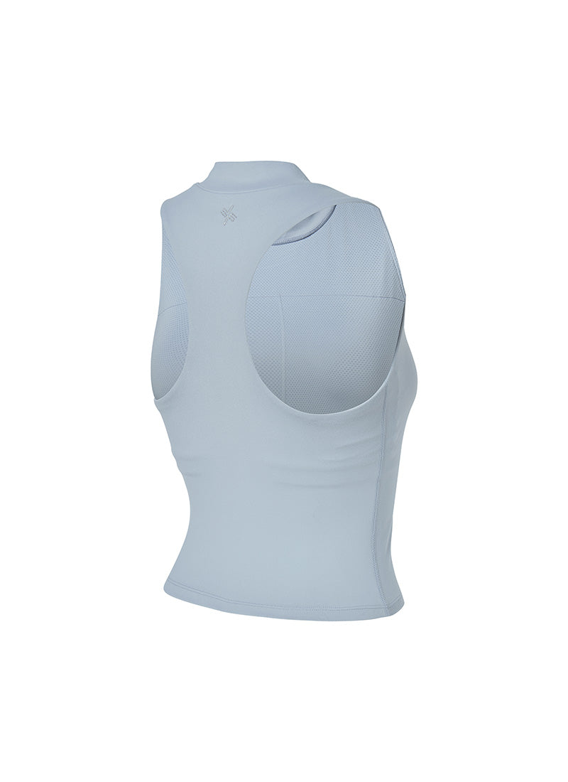 Mock Neck Logo Point Crop Top