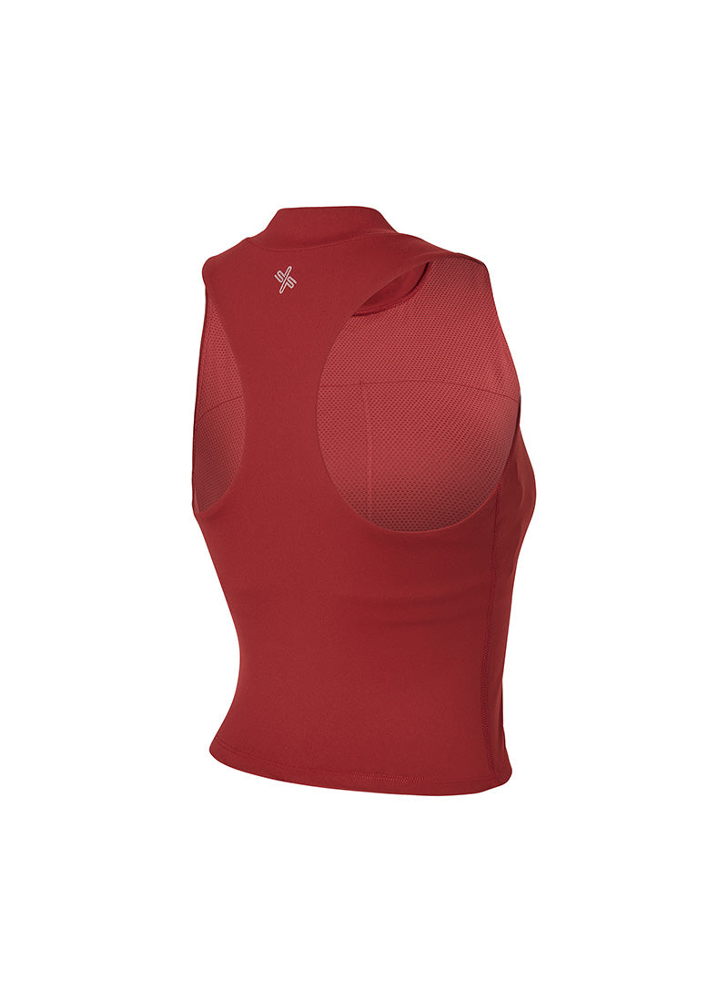 Mock Neck Logo Point Crop Top